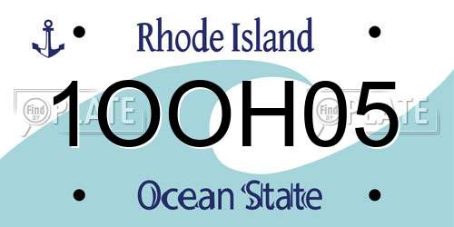 1OOH05 Rhode Island License Plate