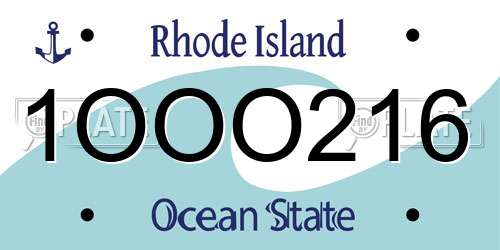 1OOO216 Rhode Island License Plate