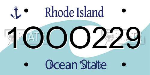 1OOO229 Rhode Island License Plate