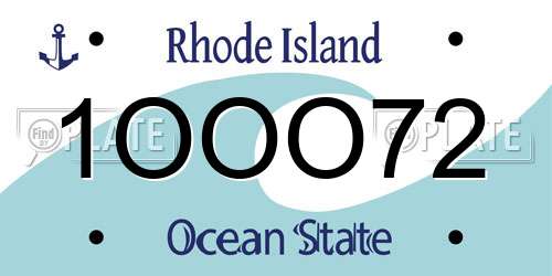 1OOO72 Rhode Island License Plate