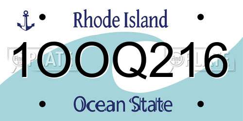 1OOQ216 Rhode Island License Plate