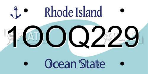 1OOQ229 Rhode Island License Plate
