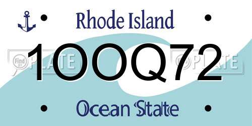 1OOQ72 Rhode Island License Plate