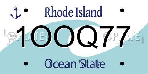1OOQ77 Rhode Island License Plate