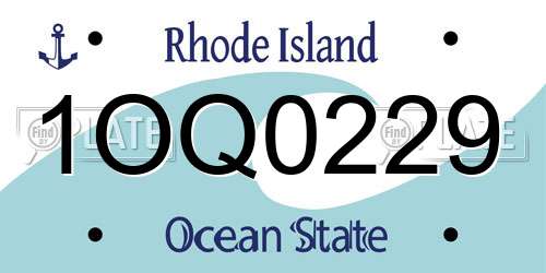 1OQ0229 Rhode Island License Plate