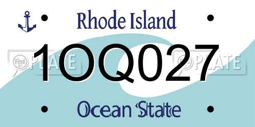 1OQ027 Rhode Island License Plate