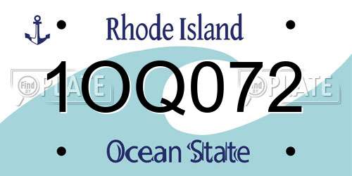 1OQ072 Rhode Island License Plate