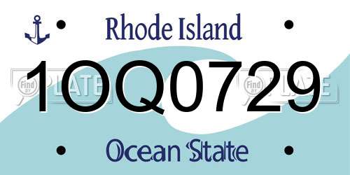 1OQ0729 Rhode Island License Plate