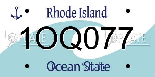 1OQ077 Rhode Island License Plate