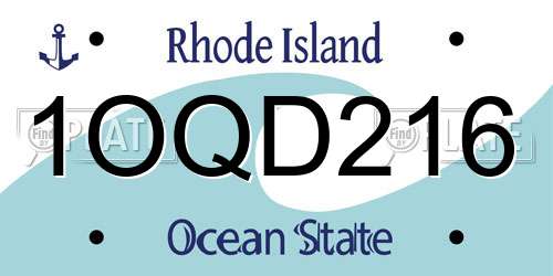 1OQD216 Rhode Island License Plate