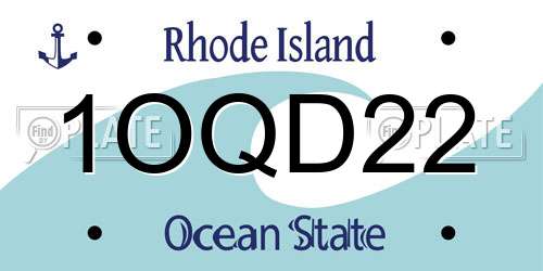1OQD22 Rhode Island License Plate