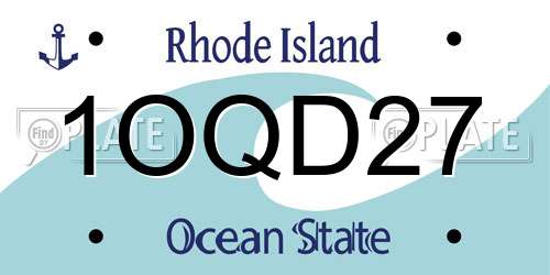 1OQD27 Rhode Island License Plate