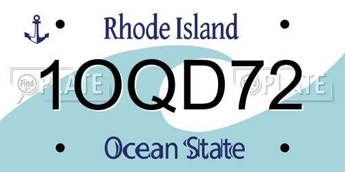 1OQD72 Rhode Island License Plate