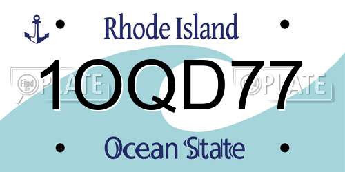 1OQD77 Rhode Island License Plate