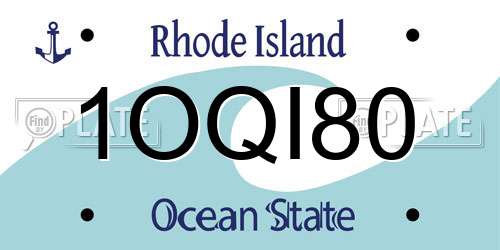 1OQI80 Rhode Island License Plate