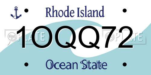 1OQQ72 Rhode Island License Plate