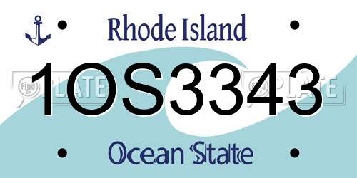 1OS3343 Rhode Island License Plate