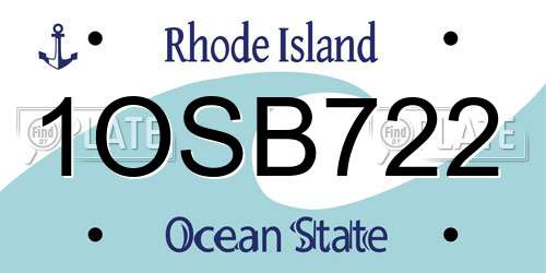 1OSB722 Rhode Island License Plate