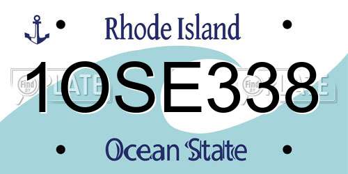 1OSE338 Rhode Island License Plate