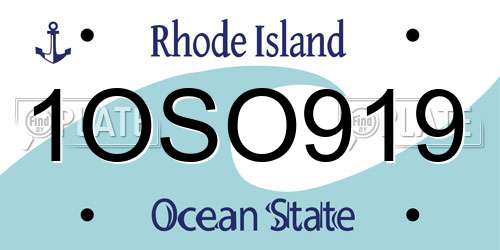 1OSO919 Rhode Island License Plate
