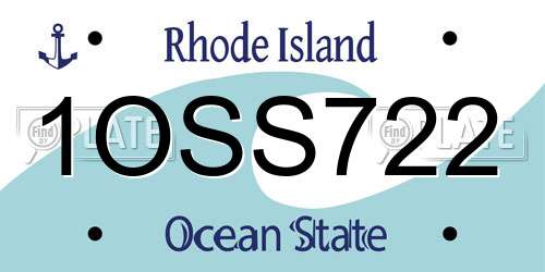 1OSS722 Rhode Island License Plate