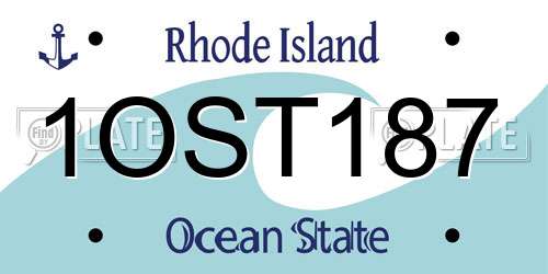1OST187 Rhode Island License Plate