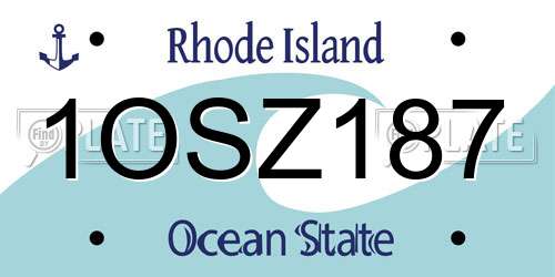 1OSZ187 Rhode Island License Plate