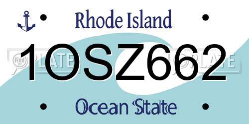 1OSZ662 Rhode Island License Plate