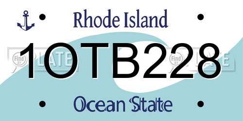 1OTB228 Rhode Island License Plate