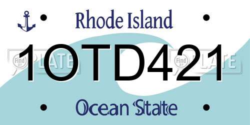 1OTD421 Rhode Island License Plate