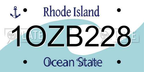 1OZB228 Rhode Island License Plate
