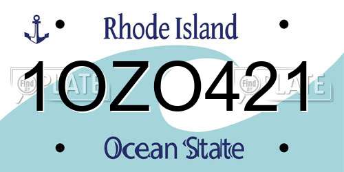 1OZO421 Rhode Island License Plate