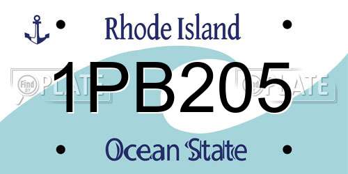 1PB205 Rhode Island License Plate