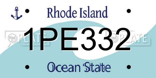 1PE332 Rhode Island License Plate
