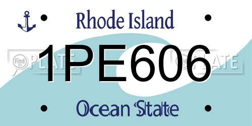 1PE606 Rhode Island License Plate