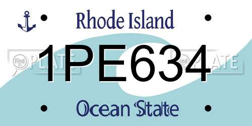 1PE634 Rhode Island License Plate