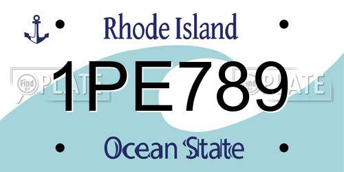 1PE789 Rhode Island License Plate