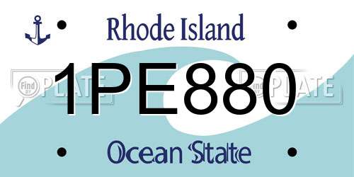 1PE880 Rhode Island License Plate