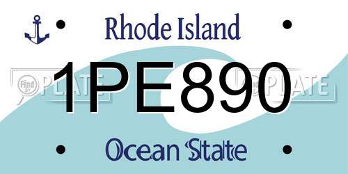 1PE890 Rhode Island License Plate