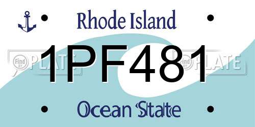 1PF481 Rhode Island License Plate