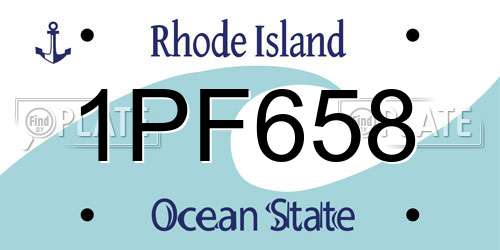 1PF658 Rhode Island License Plate