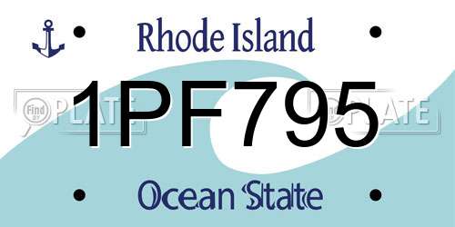 1PF795 Rhode Island License Plate