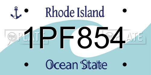 1PF854 Rhode Island License Plate