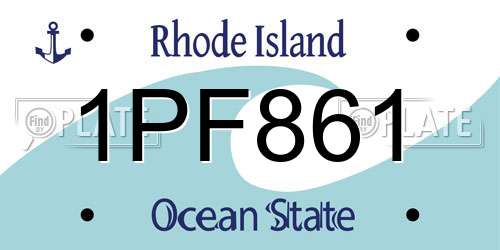1PF861 Rhode Island License Plate