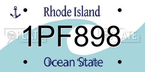 1PF898 Rhode Island License Plate