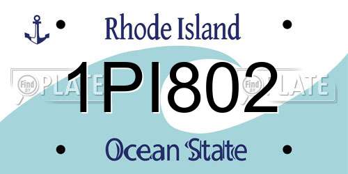 1PI802 Rhode Island License Plate