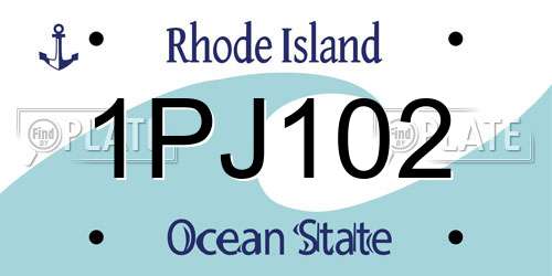 1PJ102 Rhode Island License Plate