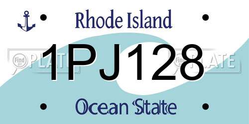 1PJ128 Rhode Island License Plate