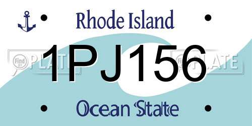 1PJ156 Rhode Island License Plate