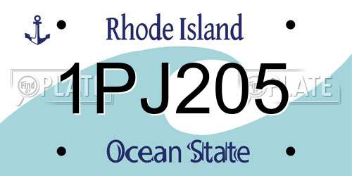 1PJ205 Rhode Island License Plate